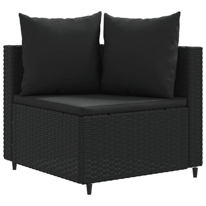 6-tlg. Garten-Sofagarnitur mit Kissen Schwarz Poly Rattan