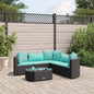 6-tlg. Garten-Sofagarnitur mit Kissen Schwarz Poly Rattan