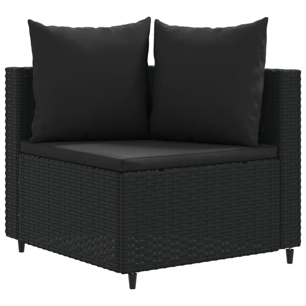 6-tlg. Garten-Sofagarnitur mit Kissen Schwarz Poly Rattan