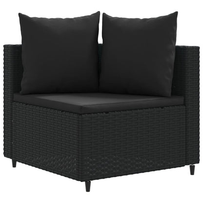 6-tlg. Garten-Sofagarnitur mit Kissen Schwarz Poly Rattan