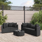 6-tlg. Garten-Sofagarnitur mit Kissen Schwarz Poly Rattan