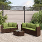 6-tlg. Garten-Sofagarnitur mit Kissen Braun Poly Rattan