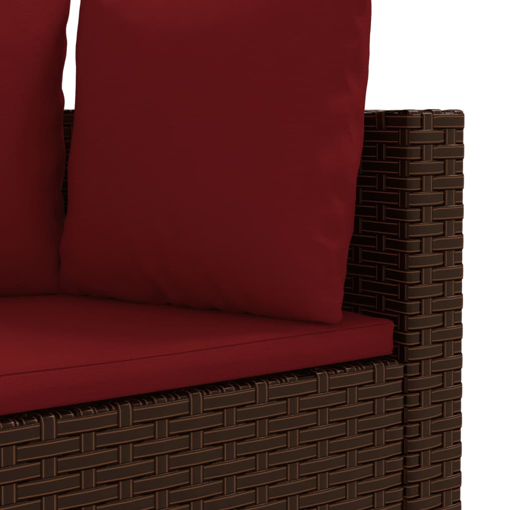 9-tlg. Garten-Sofagarnitur mit Kissen Braun Poly Rattan