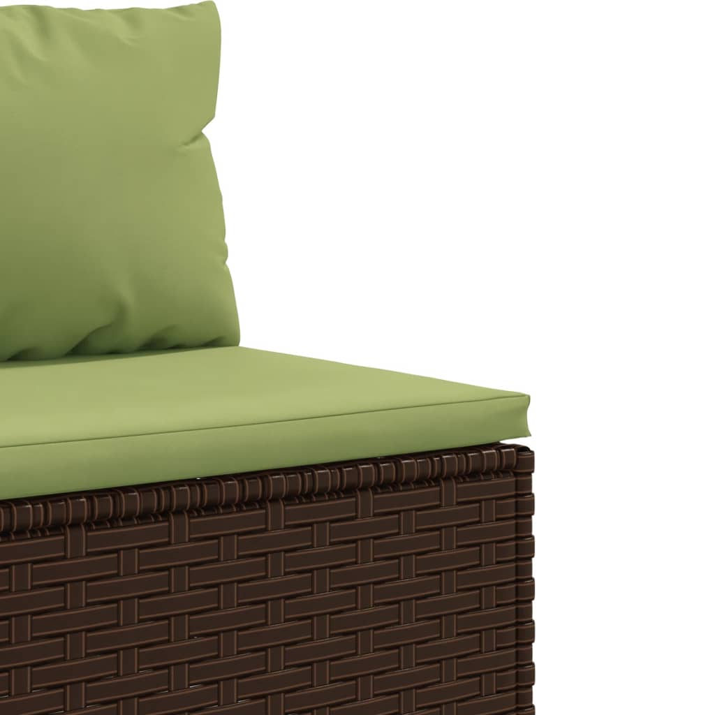 9-tlg. Garten-Sofagarnitur mit Kissen Braun Poly Rattan