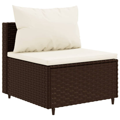 7-tlg. Garten-Sofagarnitur mit Kissen Braun Poly Rattan