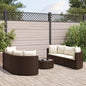 7-tlg. Garten-Sofagarnitur mit Kissen Braun Poly Rattan