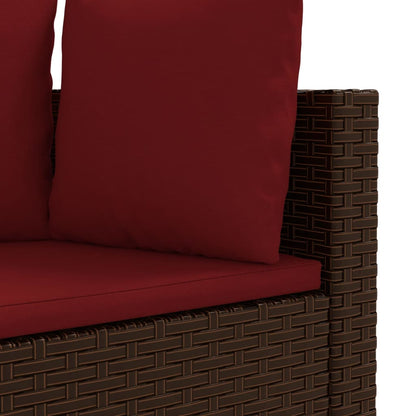 7-tlg. Garten-Sofagarnitur mit Kissen Braun Poly Rattan