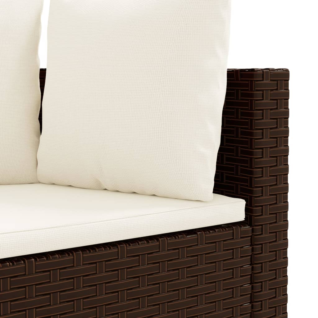 5-tlg. Garten-Sofagarnitur mit Kissen Braun Poly Rattan