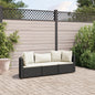 3-tlg. Garten-Sofagarnitur mit Kissen Schwarz Poly Rattan