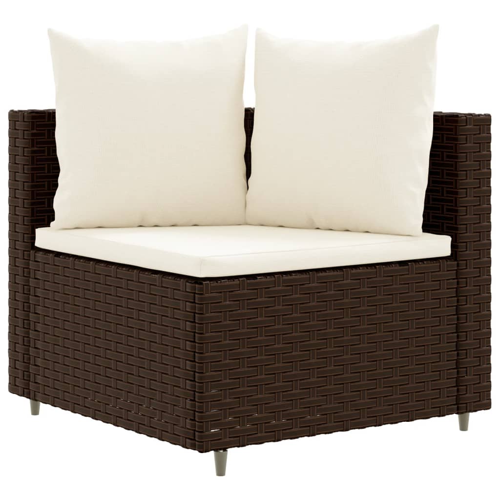 4-tlg. Garten-Sofagarnitur mit Kissen Braun Poly Rattan