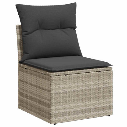 2-tlg. Garten-Sofagarnitur mit Kissen Hellgrau Poly Rattan