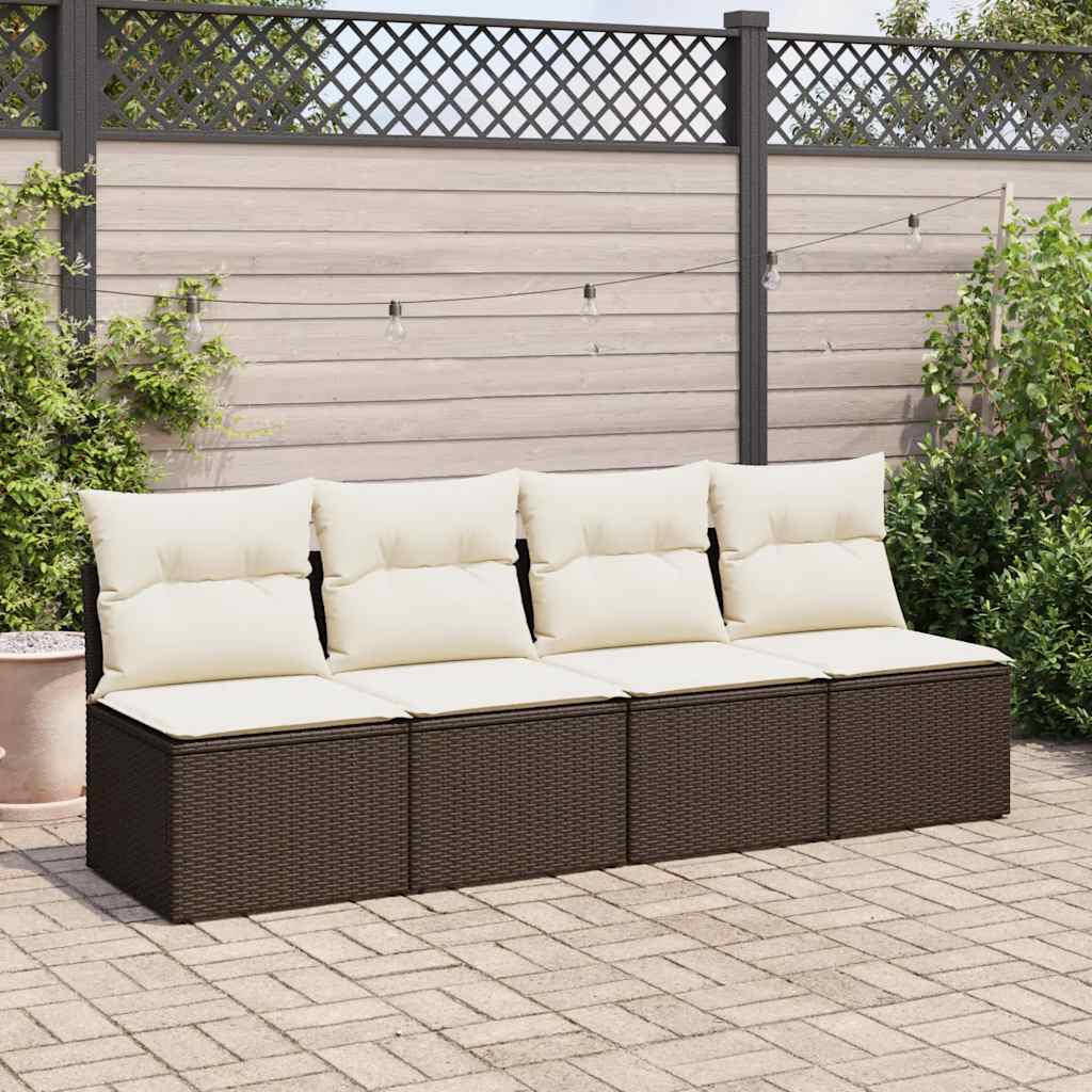 2-tlg. Garten-Sofagarnitur mit Kissen Braun Poly Rattan Akazie