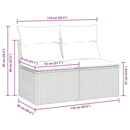 2-tlg. Garten-Sofagarnitur mit Kissen Braun Poly Rattan Akazie