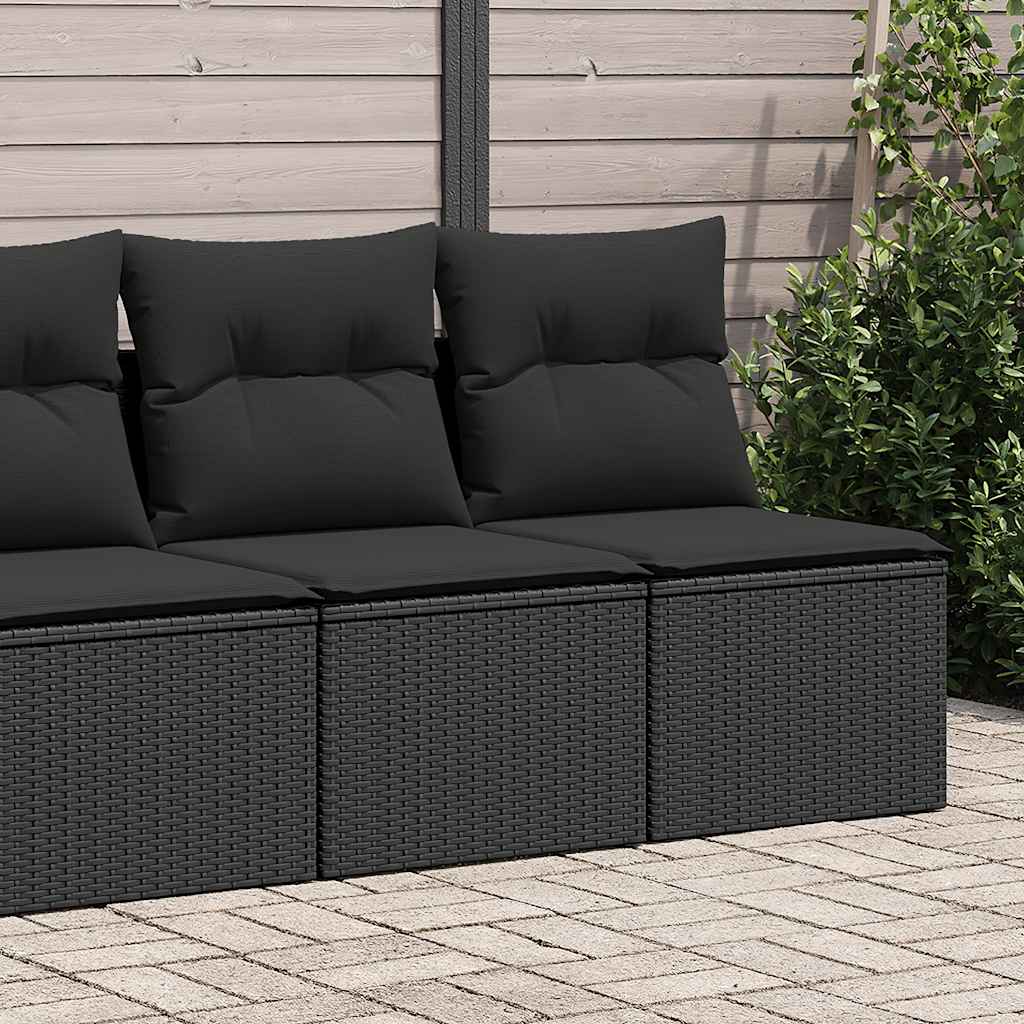 2-tlg. Garten-Sofagarnitur mit Kissen Schwarz Poly Rattan