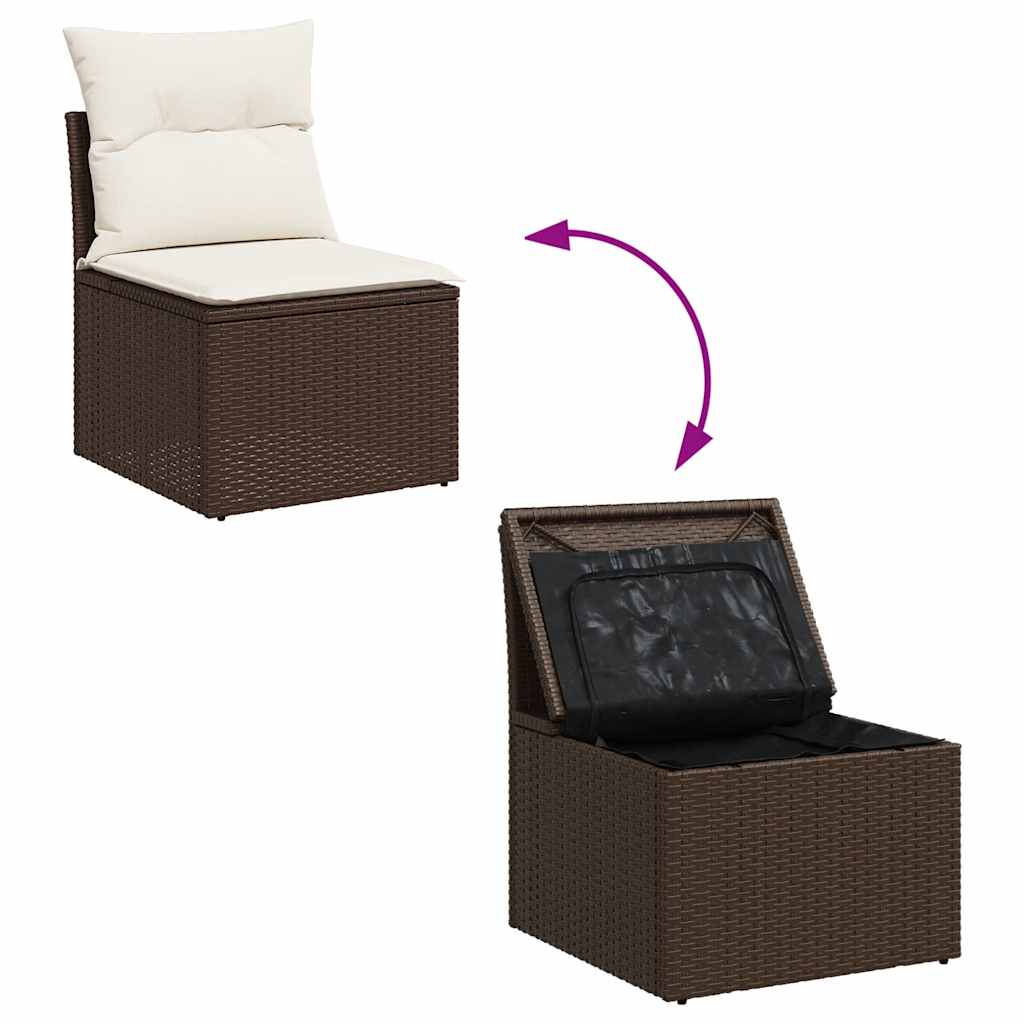 2-tlg. Garten-Sofagarnitur mit Kissen Braun Poly Rattan Akazie