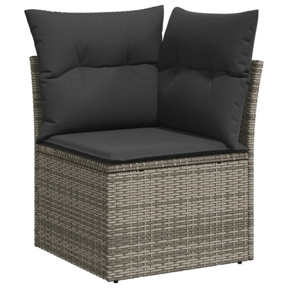 4-tlg. Garten-Sofagarnitur mit Kissen Grau Poly Rattan