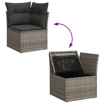 4-tlg. Garten-Sofagarnitur mit Kissen Grau Poly Rattan