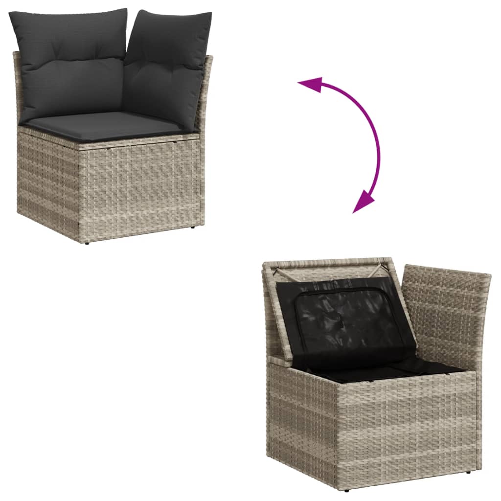 4-tlg. Garten-Sofagarnitur mit Kissen Hellgrau Poly Rattan