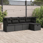 5-tlg. Garten-Sofagarnitur mit Kissen Schwarz Poly Rattan