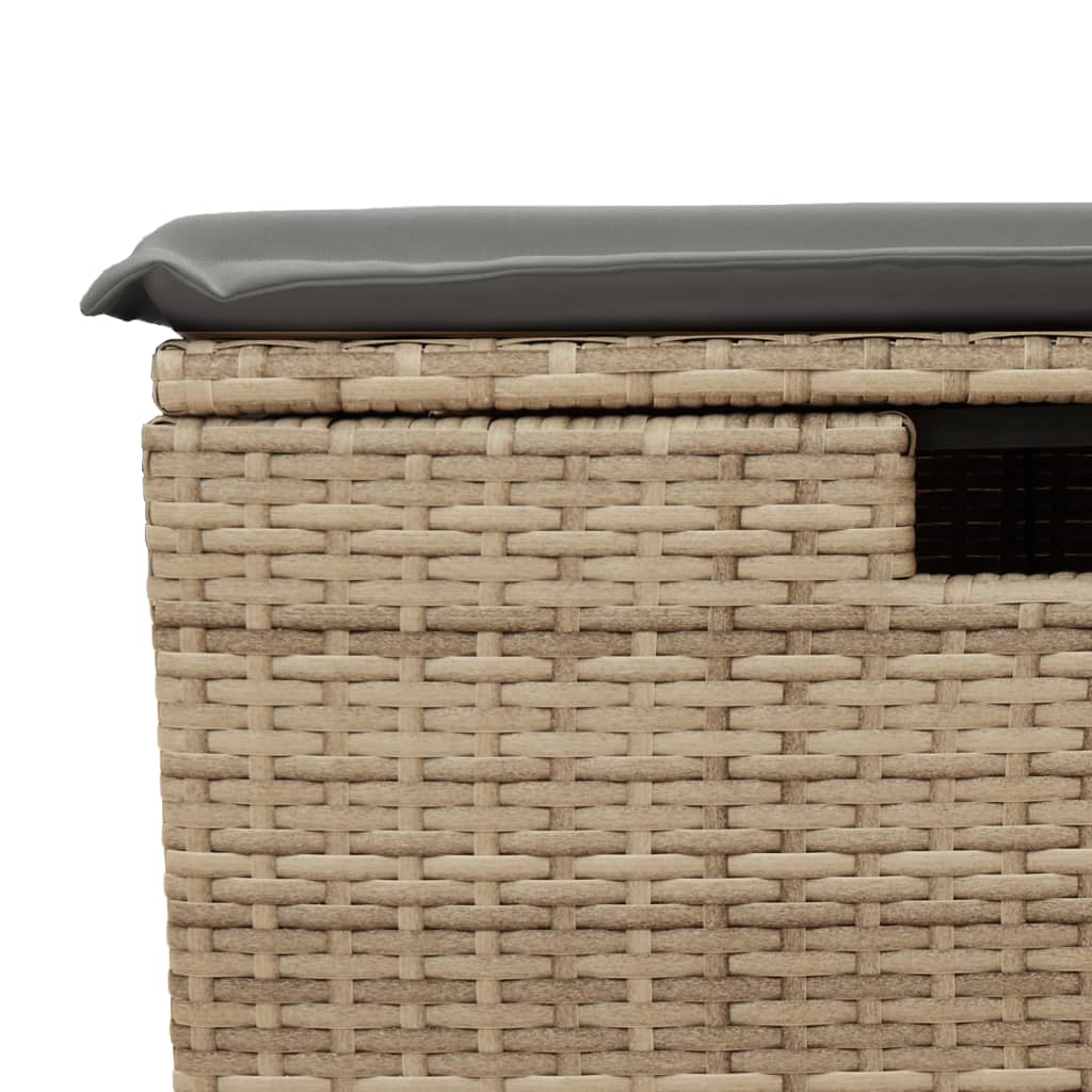 5-tlg. Garten-Sofagarnitur mit Kissen Beige Poly Rattan