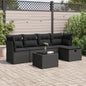 6-tlg. Garten-Sofagarnitur mit Kissen Schwarz Poly Rattan