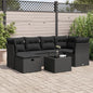 7-tlg. Garten-Sofagarnitur mit Kissen Schwarz Poly Rattan