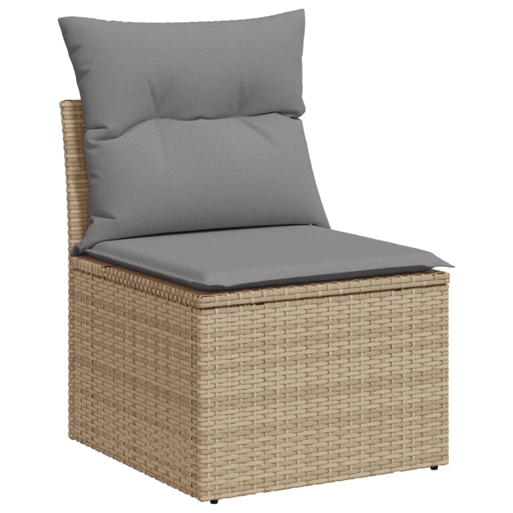 7-tlg. Garten-Sofagarnitur mit Kissen Beige Poly Rattan