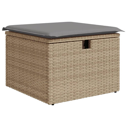 9-tlg. Garten-Sofagarnitur mit Kissen Beige Poly Rattan