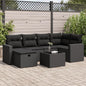 7-tlg. Garten-Sofagarnitur mit Kissen Schwarz Poly Rattan