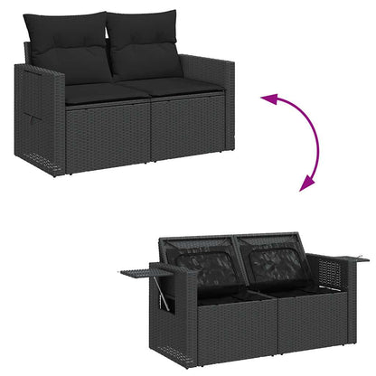 4-tlg. Garten-Sofagarnitur mit Kissen Schwarz Poly Rattan