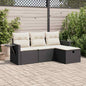 4-tlg. Garten-Sofagarnitur mit Kissen Schwarz Poly Rattan