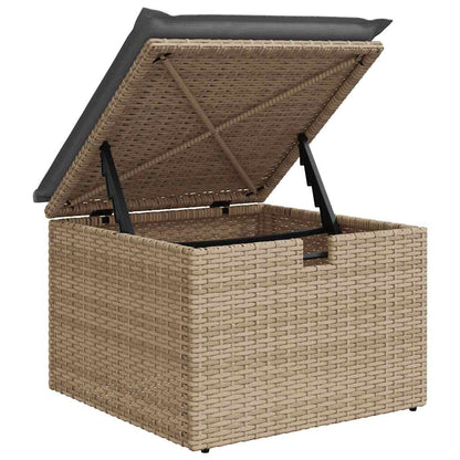 4-tlg. Garten-Sofagarnitur mit Kissen Beige Poly Rattan