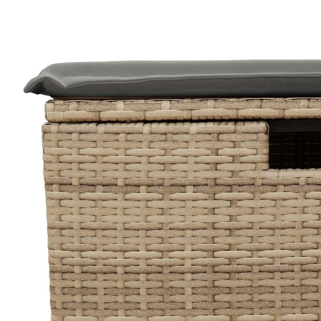 4-tlg. Garten-Sofagarnitur mit Kissen Beige Poly Rattan