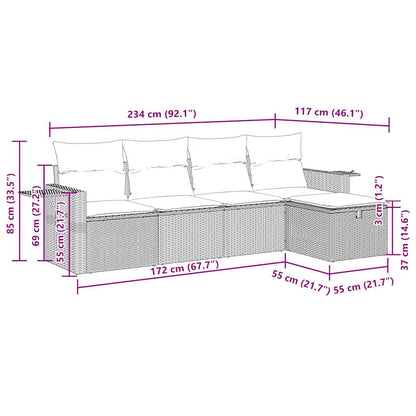 5-tlg. Garten-Sofagarnitur mit Kissen Schwarz Poly Rattan