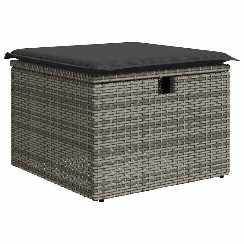 5-tlg. Garten-Sofagarnitur mit Kissen Grau Poly Rattan