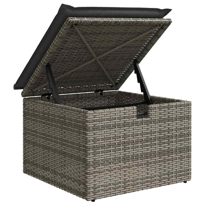 6-tlg. Garten-Sofagarnitur mit Kissen Grau Poly Rattan