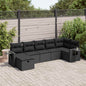 7-tlg. Garten-Sofagarnitur mit Kissen Schwarz Poly Rattan