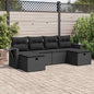 6-tlg. Garten-Sofagarnitur mit Kissen Schwarz Poly Rattan