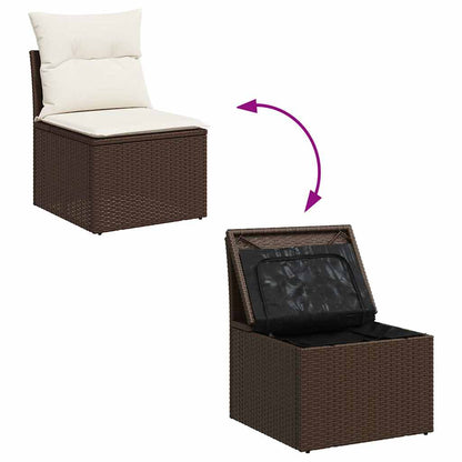 8-tlg. Garten-Sofagarnitur mit Kissen Braun Poly Rattan