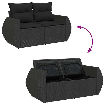 4-tlg. Garten-Sofagarnitur mit Kissen Schwarz Poly Rattan