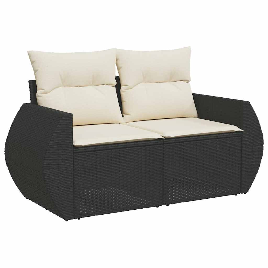 4-tlg. Garten-Sofagarnitur mit Kissen Schwarz Poly Rattan