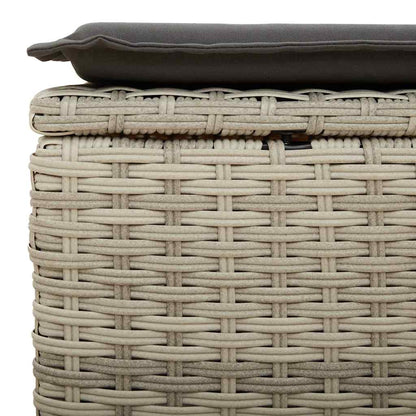 4-tlg. Garten-Sofagarnitur mit Kissen Hellgrau Poly Rattan