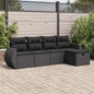 5-tlg. Garten-Sofagarnitur mit Kissen Schwarz Poly Rattan