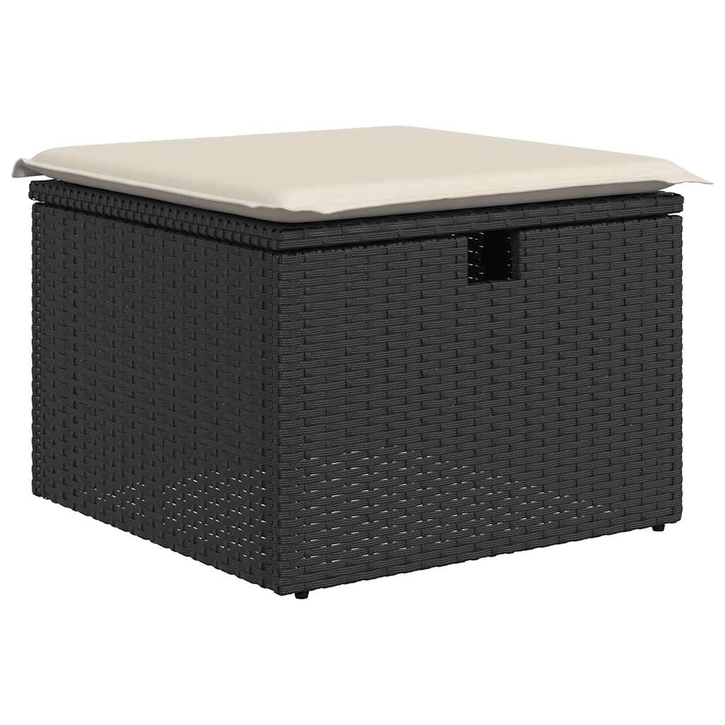 5-tlg. Garten-Sofagarnitur mit Kissen Schwarz Poly Rattan