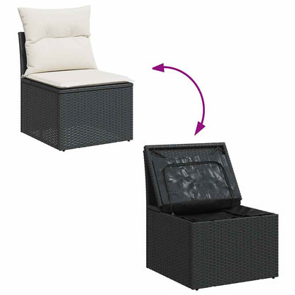 6-tlg. Garten-Sofagarnitur mit Kissen Schwarz Poly Rattan