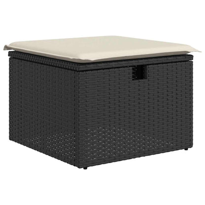 7-tlg. Garten-Sofagarnitur mit Kissen Schwarz Poly Rattan