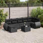 8-tlg. Garten-Sofagarnitur mit Kissen Schwarz Poly Rattan