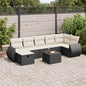 8-tlg. Garten-Sofagarnitur mit Kissen Schwarz Poly Rattan