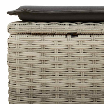 8-tlg. Garten-Sofagarnitur mit Kissen Hellgrau Poly Rattan