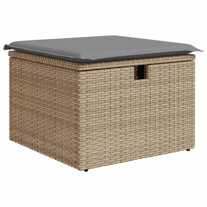 7-tlg. Garten-Sofagarnitur mit Kissen Beige Poly Rattan